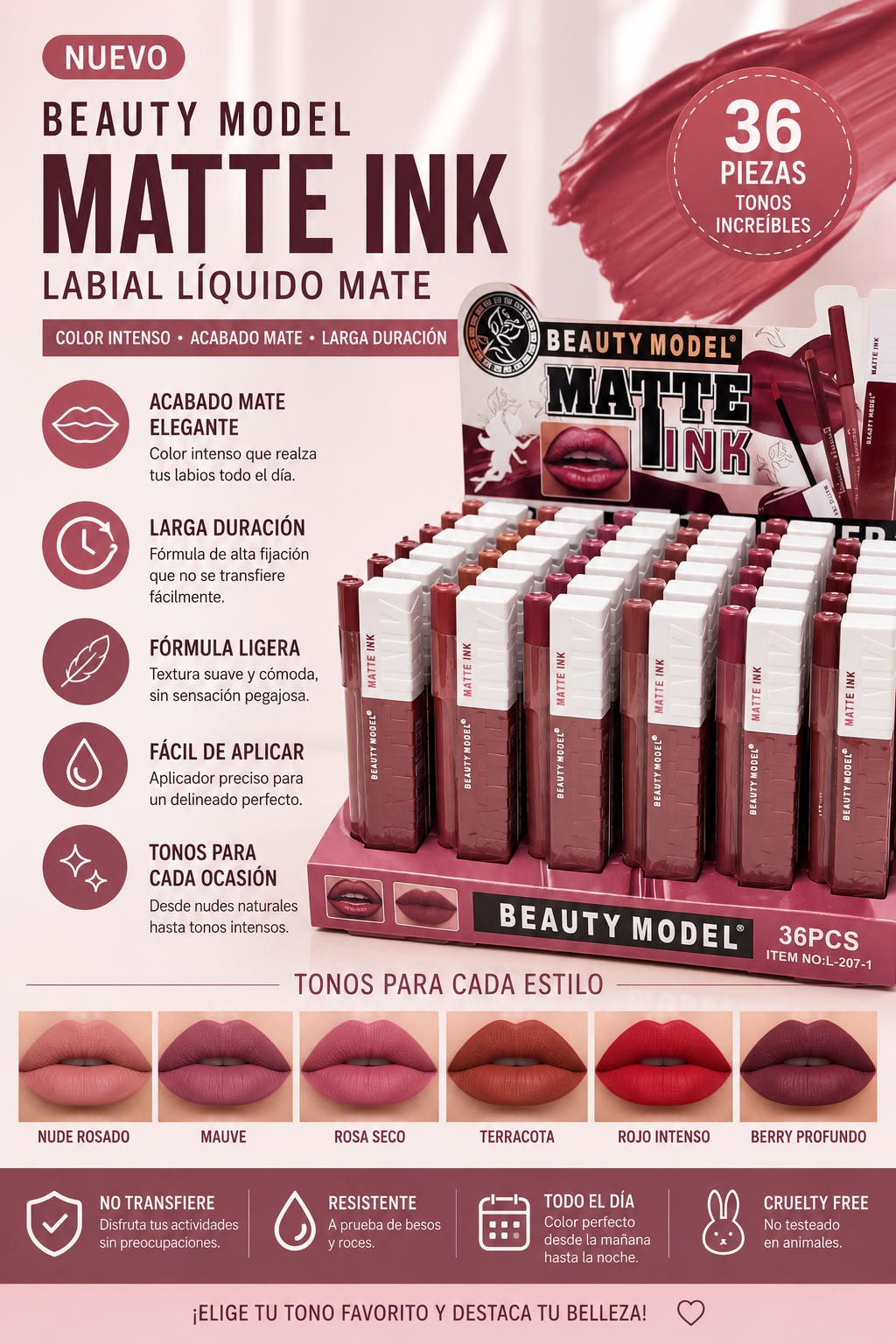 Beauty model labial Matte 2 en 1